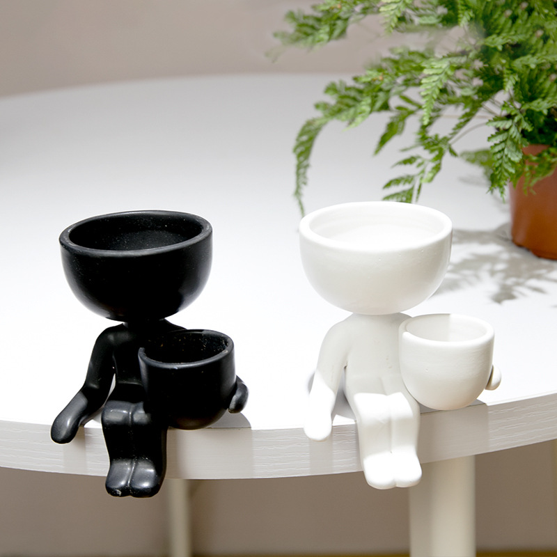 Indoor Herb Garden Kit - Pot bunga keramik Humanoid kantor kreatif