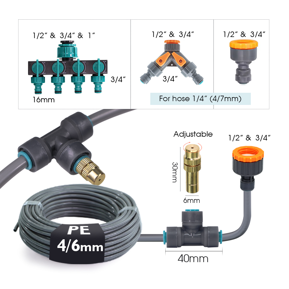 5-30M 4/6Mm Selang Abu-abu Kit - Smart Garden Sprinkler System ulasan dan harga